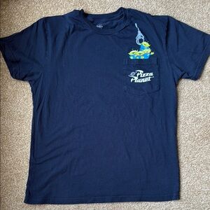 Blue Short Sleeve Tee with Graphic Design